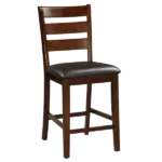 Set of 2 Chairs Dining Room Furniture Brown Solid wood Counter Height Chairs Upholstered Cushioned Unique back
