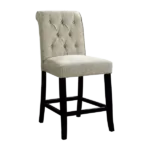 Modern Fabric Beige Dining Chairs of Wooden Frame And Oak Legs