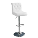 Modern White PU Leather Set of 2 Adjustable Bar Stools with Back of Metal Frame