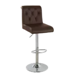 Modern Espresso Faux Leather Set of 2 Bar Stools with Adjustable Gas Lift and Metal Chrome Base