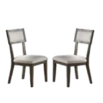 Modern Solid wood & Veneer 2pcs Dining Room Chairs with Grey Cushion Seat back