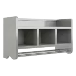 Modern Rectangular Bath Storage Shelf with Towel Rods in Gray