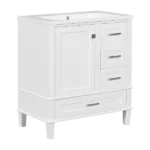 30" Bathroom Vanity , Modern Bathroom Cabinet with Sink Combo Set, Bathroom Storage Cabinet with a Soft Closing Door and 3 Drawers, Solid Wood Frame(White)