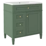 30'' Bathroom Vanity with Top Sink, Modern Bathroom Storage Cabinet with 2 Drawers and a Tip-out Drawer, Single Sink Bathroom Vanity