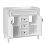 36'' Bathroom Vanity with Top Sink, White Mirror Cabinet, Modern Bathroom Storage Cabinet with 2 Soft Closing Doors and 2 Drawers, Single Sink Bathroom Vanity