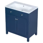 30" Bathroom Vanity Cabinet with Sink Top, Bathroom Storage Cabinet with Two Doors and Adjustable Shelf, Blue