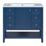 36" Bathroom Vanity with Sink Combo, One Cabinet and Three Drawers, Solid Wood and MDF Board, Blue