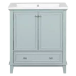 30" Bathroom Vanity with Sink Combo, Multi-functional Bathroom Cabinet with Doors and Drawer, Solid Frame and MDF Board, Green