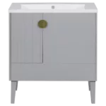 30" Bathroom Vanity with Sink Combo, Bathroom Cabinet with Door and Drawers, Solid Frame and MDF Board, Gray