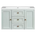 30" Wall Mounted Bathroom Vanity with Sink Combo, Functional Drawer, Solid Wood & MDF Board & Ceramic, Green
