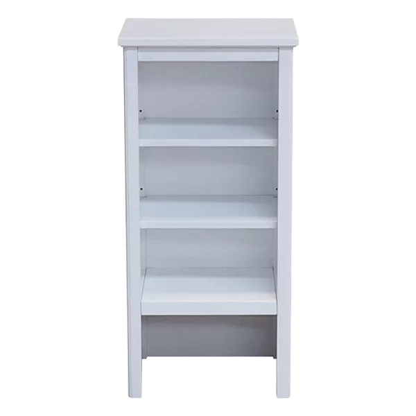 Bathroom 17 in. D Freestanding Modern Storage Tower with Open Upper Shelves and Lower Cabinet in White
