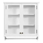 White Pine Wall Mounted Bath Storage Cabinet with Mirror and Towel Rod