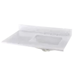 36 in. W Engineered Marble Vanity Top with Right Offset White Basin