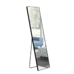 15 in. W x 58 in. H Full-Length Black Solid Wood Frame Mirror - Floor and Wall Mounted