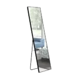 15 in. W x 58 in. H Full-Length Black Solid Wood Frame Mirror - Floor and Wall Mounted