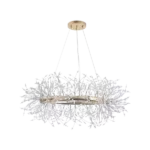 12-Light Rustic Modern American Round Crystal Chandelier with Adjustable Height For Indoor