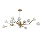 Golden Iron Modern American Chandelier with Clear Glass Shade For Indoor