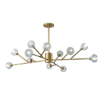 Golden Iron Modern American Chandelier with Clear Glass Shade For Indoor
