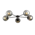 5-Light Black Chandeliers Light Fixture Hanging Dining Room Light Ceiling Pendant Lighting Glass Globes Lamp For Indoor