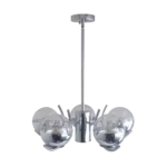 5-Light Silver Post-Modern Chandelier with Clear Glass Globes For Indoor