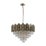 23.6 in. Adjustable 8-Light Crystal Chandelier - Black/Gold For Indoor
