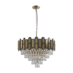 23.6 in. Adjustable 8-Light Crystal Chandelier - Black/Gold For Indoor