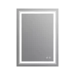 20" W x 28" H Large Rectangular Frameless Wall Mount Lighted Glass Anti-Fog Bathroom Vanity Mirror in White