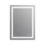 20" W x 28" H Large Rectangular Frameless Wall Mount Lighted Glass Anti-Fog Bathroom Vanity Mirror in White