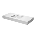 Bathroom vanity Top49 "x 22" under hanging 4.7" pure white rock panel can be hung single, with mounting bracket, CUPC ceramic sink and three-hole faucet hole with backsplash