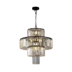 12-Light 19.7 in. Modern Black Luxury Crystal Hanging Chandeliers Pendant Lights Fixture for Dining Room Bedroom