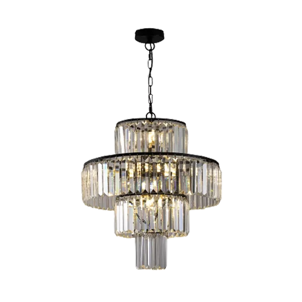 12-Light 19.7 in. Modern Black Luxury Crystal Hanging Chandeliers Pendant Lights Fixture for Dining Room Bedroom