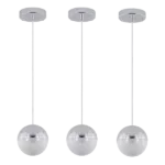 14-Watt 3-Light Modern Chrome Color Pendant Light Hanging Globe LED Pendant Light for Bar Dining Room Bedroom For Indoor