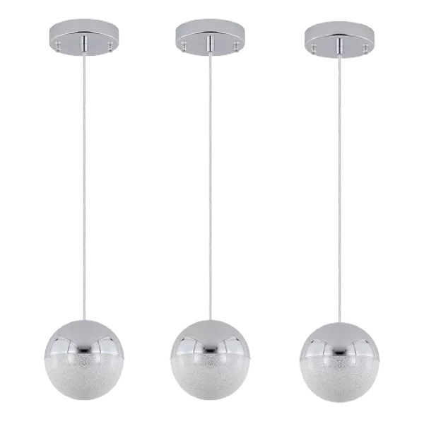 14-Watt 3-Light Modern Chrome Color Pendant Light Hanging Globe LED Pendant Light for Bar Dining Room Bedroom For Indoor
