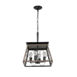 Retro 15.7 in.W 4-Light Walnut Black Rustic Linear Chandelier for Kitchen with No Bulbs Included For Indoor