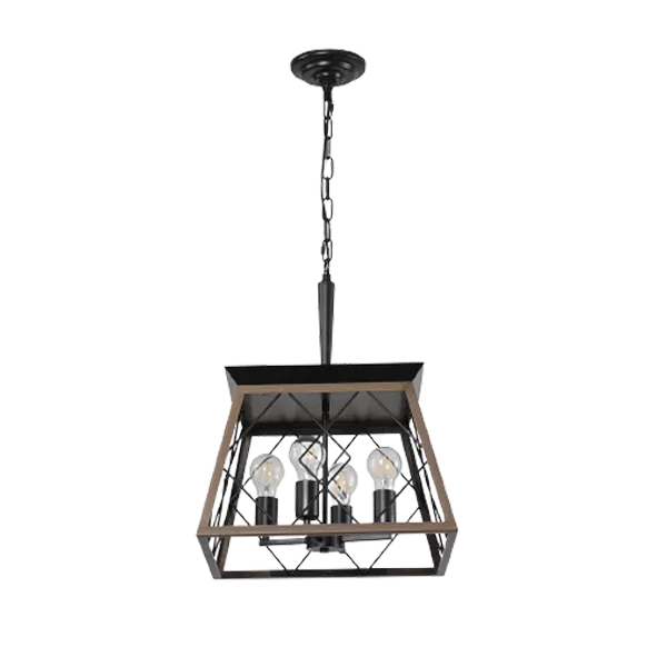 Retro 15.7 in.W 4-Light Walnut Black Rustic Linear Chandelier for Kitchen with No Bulbs Included For Indoor