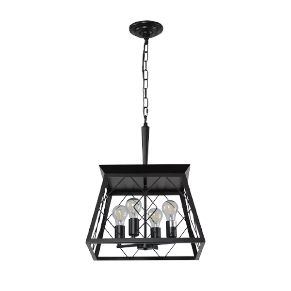 Farmhouse 4-Light Rustic Black Island Pendant Light with Adjustable Height For Indoor