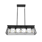 5-Light Black Metal Farmhouse Chandelier with Rectangular Island Frame For Indoor