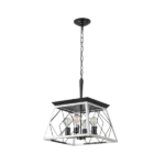 4-Light Rustic White Chandelier Light with Adjustable Height For Indoor