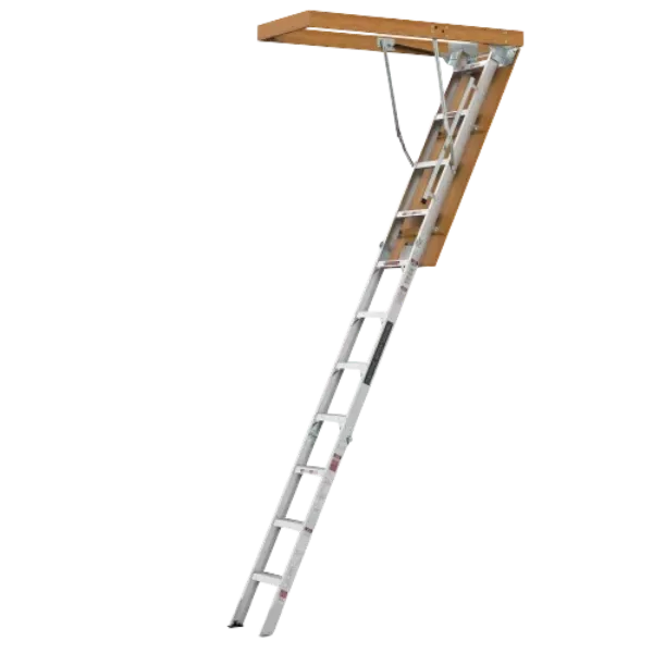 Aluminum Manual Lifting Attic Ladder Folding Loft Stairs in Silver