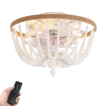 19.7in  White Bowl Ceiling Fan with Light Kit and remote control
