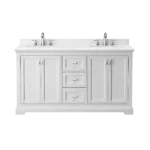 Vanity Sink Combo featuring a Marble Countertop, Bathroom Sink Cabinet, and Home Decor Bathroom Vanities - Fully Assembled White 60-inch Vanity with Sink 23V02-60WH