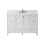 Vanity Sink Combo featuring a Marble Countertop, Bathroom Sink Cabinet, and Home Decor Bathroom Vanities - Fully Assembled White 48-inch Vanity with Sink 23V03-48WH