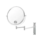 8-Inch Chrome Wall-Mounted LED Bathroom Vanity Mirror with 1X/10X Magnification, 360° Swivel, and Extension Arm