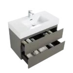 Alice 36" Gray Bathroom Vanity with Sink, Large Storage Wall Mounted Floating Bathroom Vanity for Modern Bathroom, One-Piece White Sink Basin without Drain and Faucet