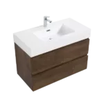 Alice 36" Walnut Bathroom Vanity with Sink, Large Storage Wall Mounted Floating Bathroom Vanity for Modern Bathroom, One-Piece White Sink Basin without Drain and Faucet