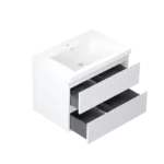 29'' Wall Mounted Single Bathroom Vanity in Gloss White With White Solid Surface Vanity Top