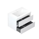 29'' Wall Mounted Single Bathroom Vanity in Gloss White With White Solid Surface Vanity Top