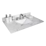 Montary 31inch bathroom vanity top stone carrara Grey new style tops with rectangle undermount ceramic sink  and back splash with 3 faucet hole  for bathrom cabinet