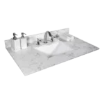 Montary 31inch bathroom vanity top stone carrara Grey new style tops with rectangle undermount ceramic sink  and back splash with 3 faucet hole  for bathrom cabinet