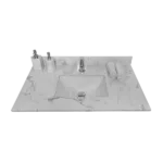 Montary 37inch bathroom vanity top stone carrara white new style tops with rectangle undermount ceramic sink and single faucet hole